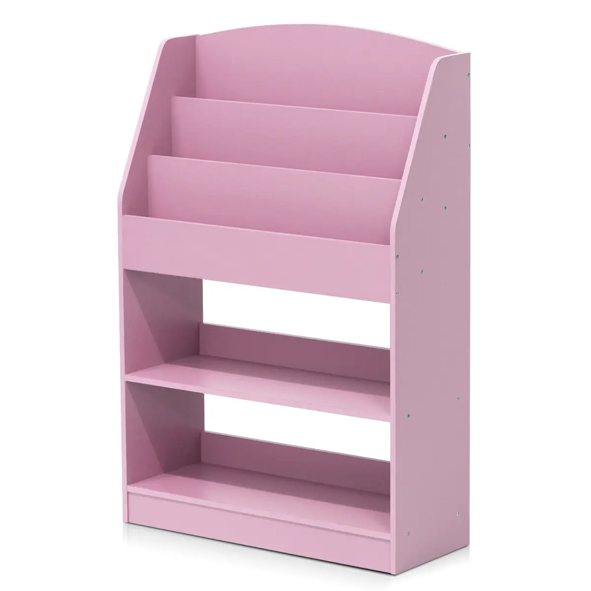 212 MAIN Kidkanac Easy-Clean Magazine & Bookshelf with 2 Shelves and Toy Storage, Pink, Two Shelves