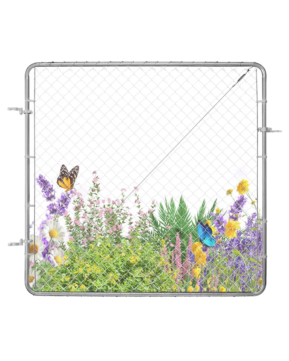 Chain Link Fence Gate For 3x4 Ft Garden Fence, Adjustable Gate Fits Standard Posts, Durable Galvanized Steel Construction, Post Not Included, Easy Install, Weather Resistant Yard Fencing