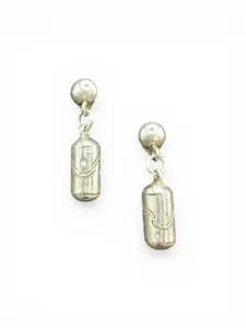 Small Barrel Bead Stud Drop Earrings – Sterling Silver -  Authentic Native American Handmade – Artisan Collection - Made in USA