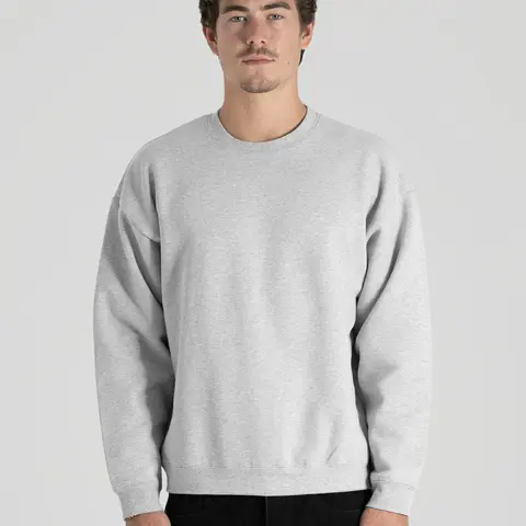 600 GSM 'Heather Grey' Fleece Crewneck