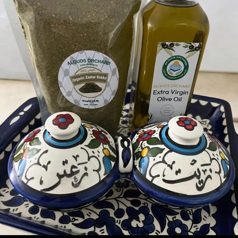 Handmade Zait and Zaatar Bundle Special, Hanging Home Decor Bowls, Oil-Serving Tableware for Home Use, Set