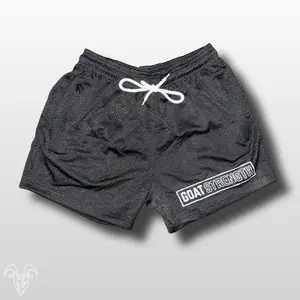 Goat Strength - Men’s Gym / Athletic Mesh 5 inch inseam black shorts - Zipper pockets workoutfit