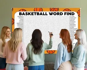Basketball Word Search Game, Giant Crossword Puzzle, Large Word Find, Gathering Activity Poster