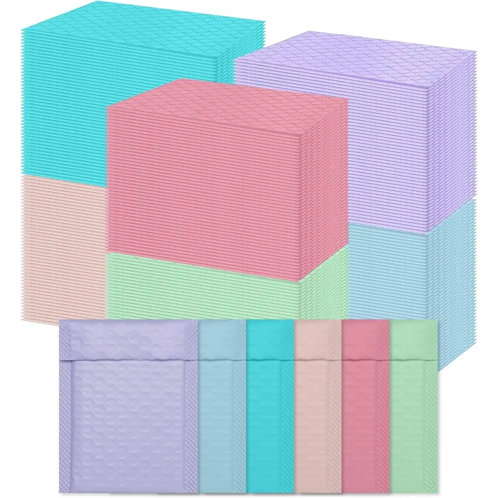 270 Pcs Bubble Mailer Bulk 4 x 6.7 Inch Self Adhesive Pastel Color Envelopes Poly Padded Small Shipping Packaging Bags for Mailing Trading Card Packaging