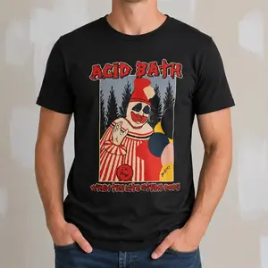 "Acid Bath" Graphic T-Shirt - Alternative Rock Band Novelty Statement Top - Grungy Metal Aesthetic Apparel - Soft Breathable Graphic Shirt - Unique Professional Detail Crew Neck Tee