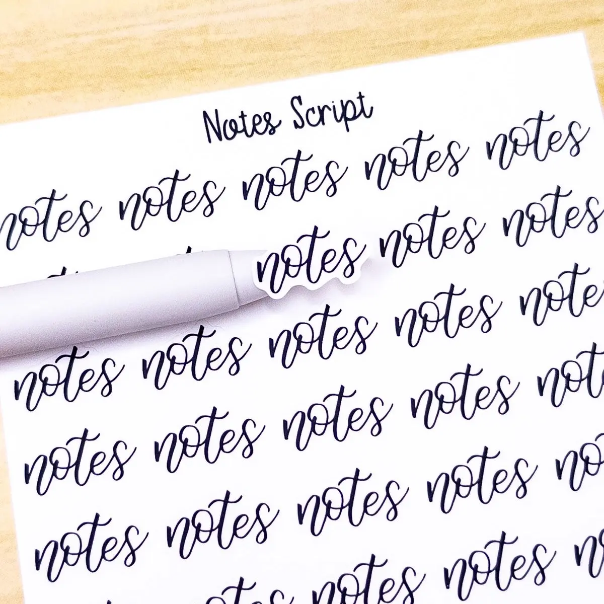 Notes Script Planner Sticker Sheet 50 Stickers Bujo Calligraphy