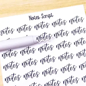 Notes Script Planner Sticker Sheet 50 Stickers Bujo Calligraphy