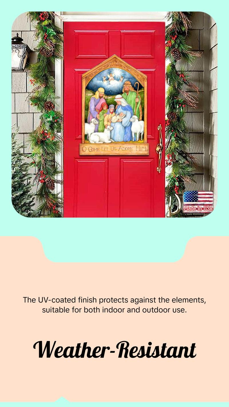 Holy Family Nativity Door Decor by Susan Winget - Nativity Holiday Decor - 8471112H-SW