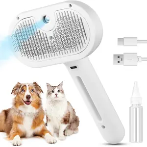 3-in-1 Electric Pet Steam Brush Cat Grooming Tool Massage Fur Care