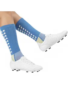 Men's Outdoor Sports Socks, Soccer Socks, Breathable Mid-Calf Design, Durable & Sweat-Absorbent, Ideal for Football Activities, Light Blue Color