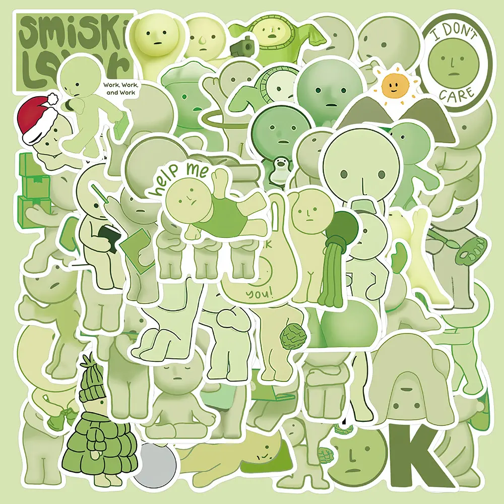 Cartoon Smiski Corner Sticker, 50pcs/set Cute Cartoon Decorative Sticker, DIY Decals for Water Bottle, Laptop, Phone Case, Scrapbooking, Journal Making, Screen Protector, Cellphone, Smartphone, Notebook