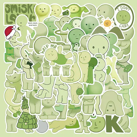 Cartoon Smiski Sticker, 50-Piece Cute Versatile Decorative Sticker Set, DIY Decals for Water Bottle, Phone Case, Scrapbook & Notebook Decoration