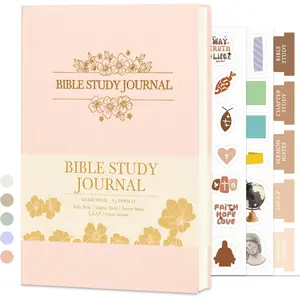 Bible Journal Church Notes Journal, Bible Notebooks Study Supplies, Sermon & S.O.A.P Bible Study Journals for Note Taking, Christian Notebook for Women with Notes and Tabs, Linen Pink