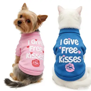 Set of 2 Pet Clothes Outfits, Holiday Print Short Sleeve T-Shirt, Suitable for Medium Small Dogs and Cats, Party Costume, Elastic Sports Vest