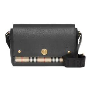 Burberry Vintage Logo Adjustable Shoulder Strap Plaid Leather Messenger Bag for Men and Women