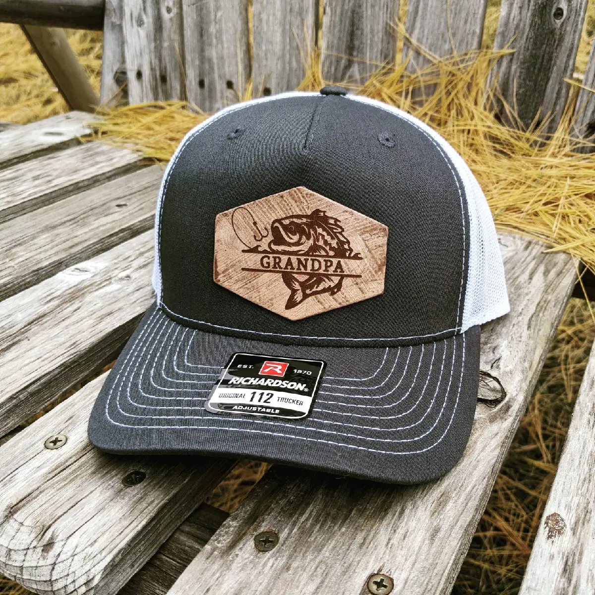Customizable Grandpa Bass Fishing Hat for Family or Fishing Trips