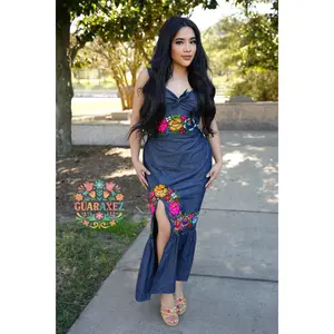 Ara Embroidered Mexican Dress - Elegant Design with Floral Detail, Perfect for Special Occasions