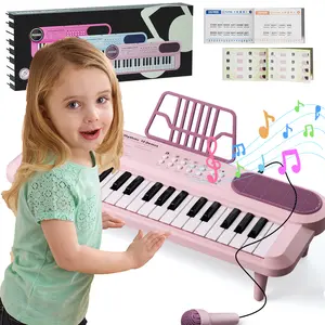 Kids Pink Piano Toy for Girls, 37 Keys Portable Electronic Keyboards with Microphone for Toddler 1-3 ,Musical Toy for 2/3/4 Year Old Girls Boys