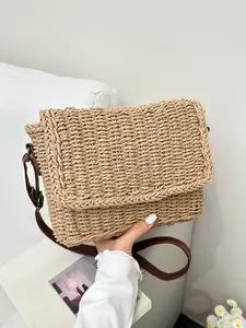 Elegant Handwoven Straw Bag with Magnetic Closure, Perfect for Daily Use, Beach Vacations, Crossbody or Shoulder Carry, Casual Crossbody Bags