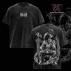 Igris Solo Leveling Vintage Washed Graphic Tee | Dark Anime Oversized T-Shirt | Shadow Army Aesthetic Streetwear Unisex Shirt