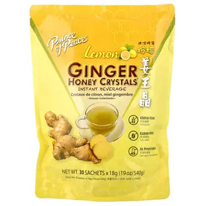 Prince of Peace Ginger Honey Crystals, Lemon, Caffeine Free, 30 Sachets, 18 g Each