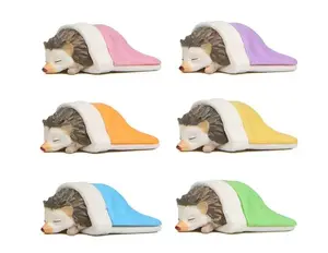 Mini 6 pcs   HEDGEHOG DISPLAY Miniature  - Sleeping Poseable Hedgehogs, Fidget Desk Decor for Anxiety Relief & Dollhouse Garden  car desktop Ornaments Decoration birthday gift