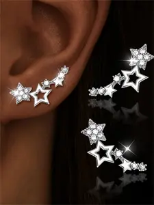 1 Pair Elegant Cubic Zirconia Stud Earrings For Women For Wedding Jewelry Valentine's Day Gift High Quality Earrings