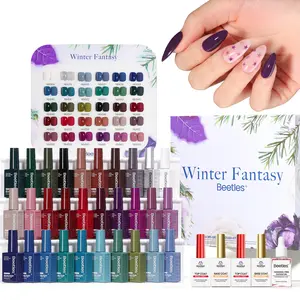 Beetles Spring Gel Polish Set - 35PCS HEMA-Free 10ml Soak Off UV LED Gel Nail Kit, Berry Red Caramel Colors with Base Top Coat & Cuticle Oil Manicure Gift