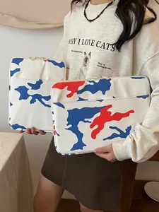 INS Korean Style Color Block Camouflage Laptop Sleeve, Shockproof Slim Portable Tablet and Notebook Case Laptop Bag 11 Inch 13 14 Inch