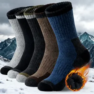 5 Pairs Men's & Women's Winter Warm Knitted Socks Moisture Absorbing Breathable Elastic Ribbed Cuffs Reinforced Toe Cap Various Solid Colors for Hiking Outdoor Casual Wear Winter Socks Basic Minimalist Combo Pack