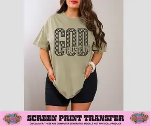 SINGLE COLOR SCREEN PRINT - TRUST IN GOD CHECKERED