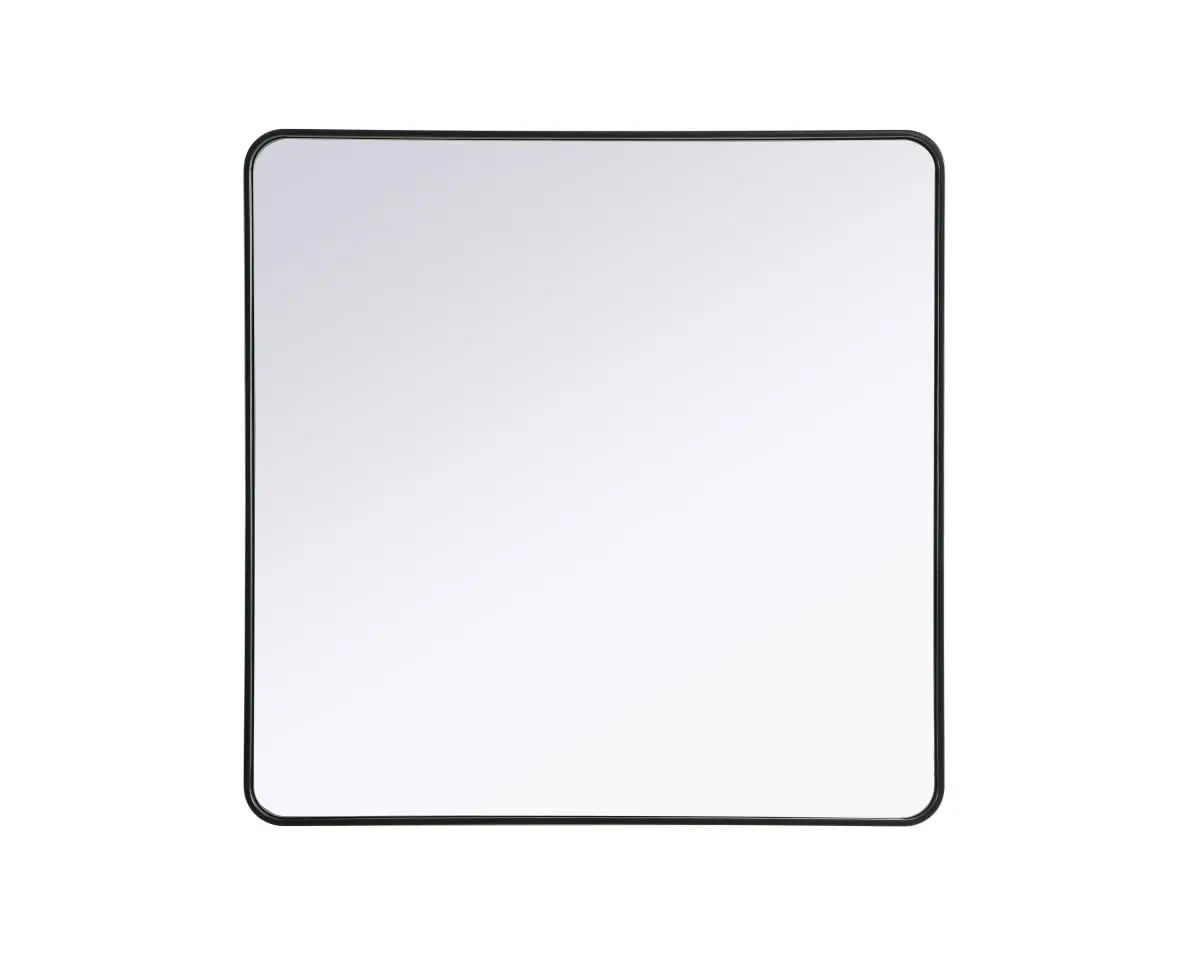 360 Stand 42x42 In. Smooth Reflective Metal Square Mirror - MR8A4242BLK, Elegant Contour Design, Black Wall Mounted Home Decorative Mirror, Room Decor Accent, Wall Mounted Mirror