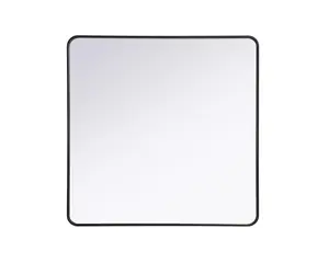 360 Stand 42x42 In. Smooth Reflective Metal Square Mirror - MR8A4242BLK, Elegant Contour Design, Black Wall Mounted Home Decorative Mirror, Room Decor Accent, Wall Mounted Mirror