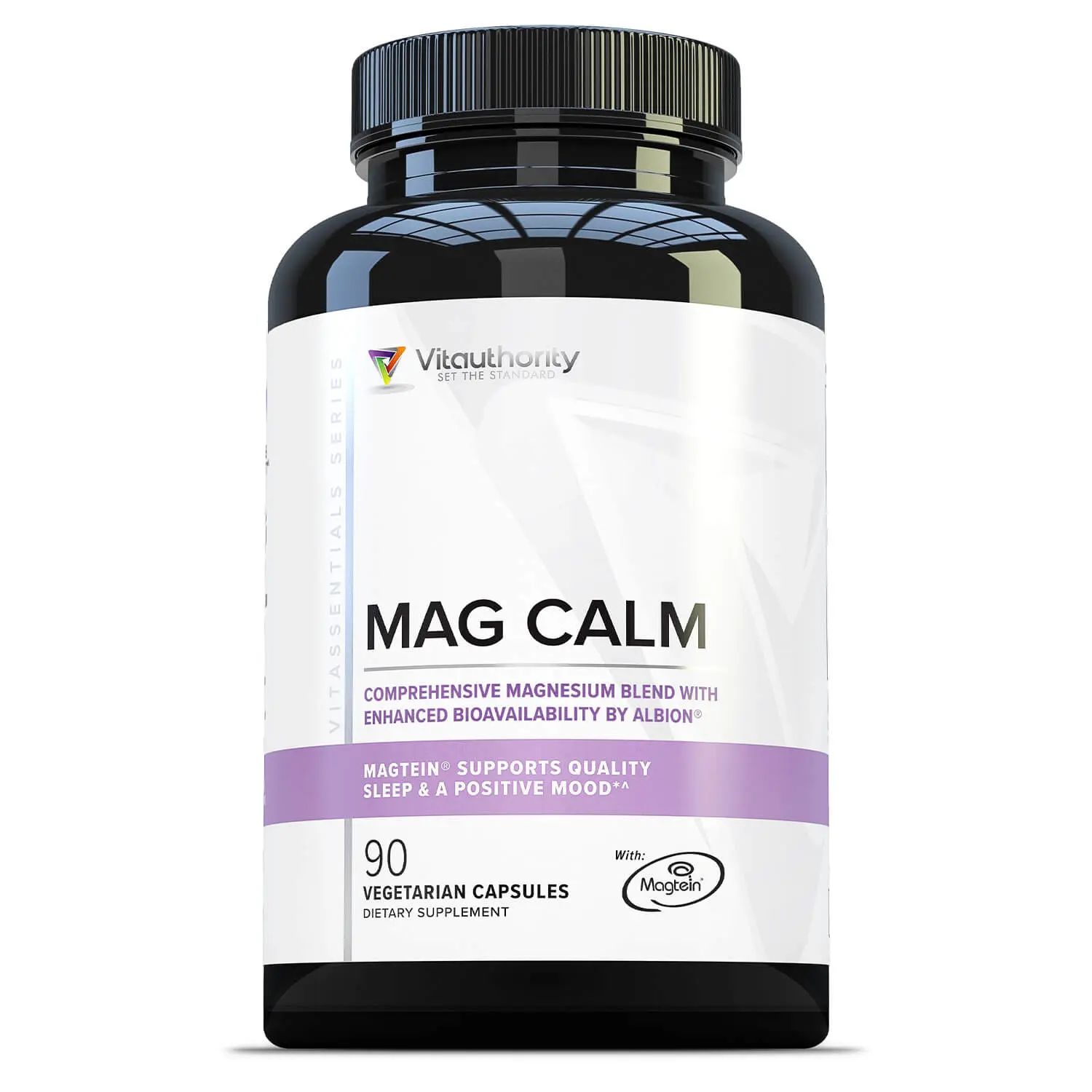 Mag Calm Magnesium L-Threonate Mood Support with Magtein, GABA, L-Theanine Capsules support and regulate your sleep, stress levels, and mood. 90 count capsules