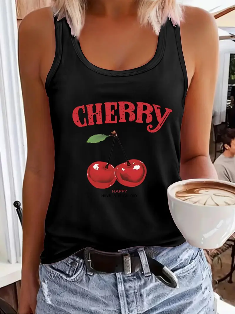【cherry】THE TOE♡korinthos sleeveless womens cherry tank too - TikTok Shop