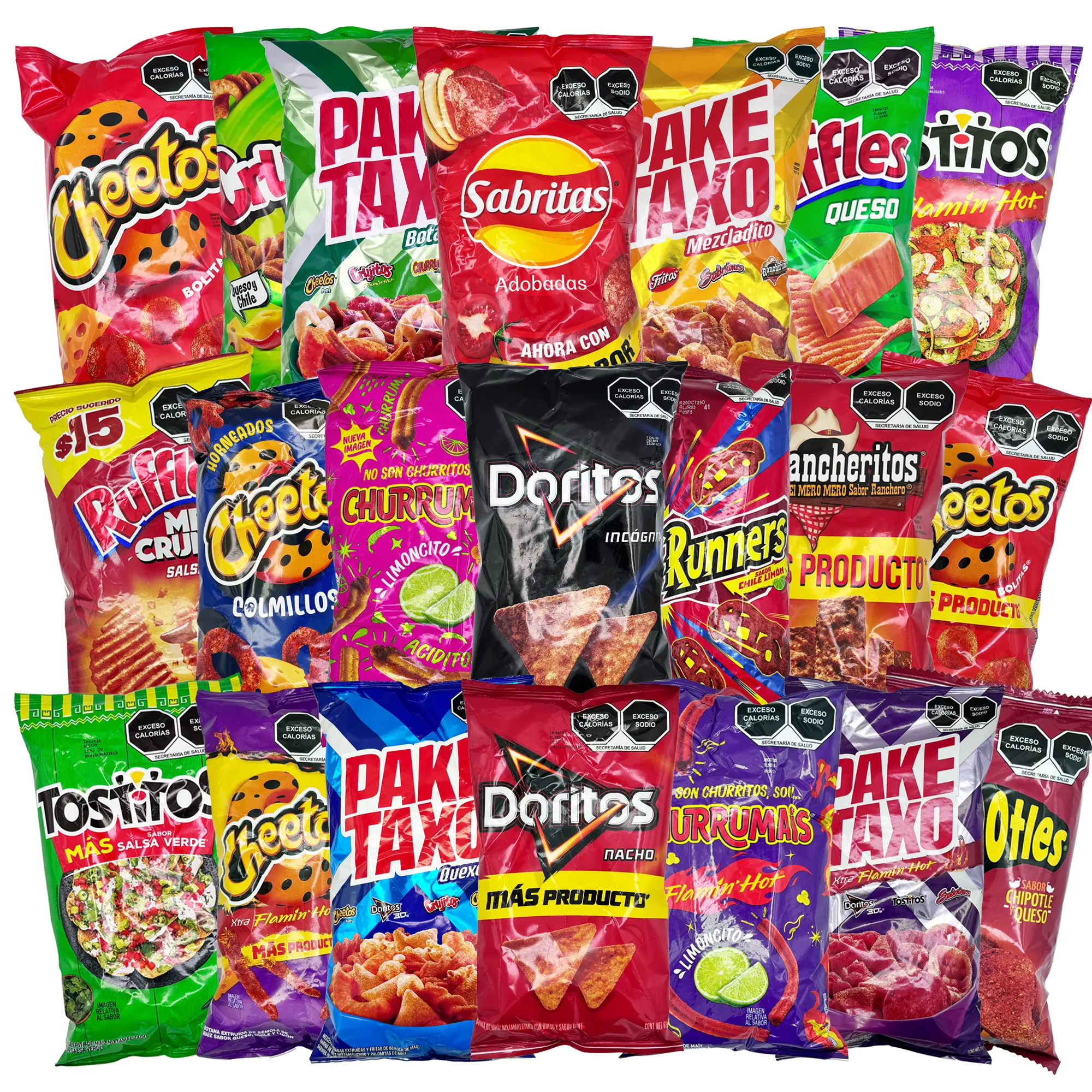 Mexican Chips Variety Pack - Choose 2 Big Bags or 4 Small Bags - Sabritas, Doritos, Pake Taxo, Barcel, Cheetos, Churrumais and More