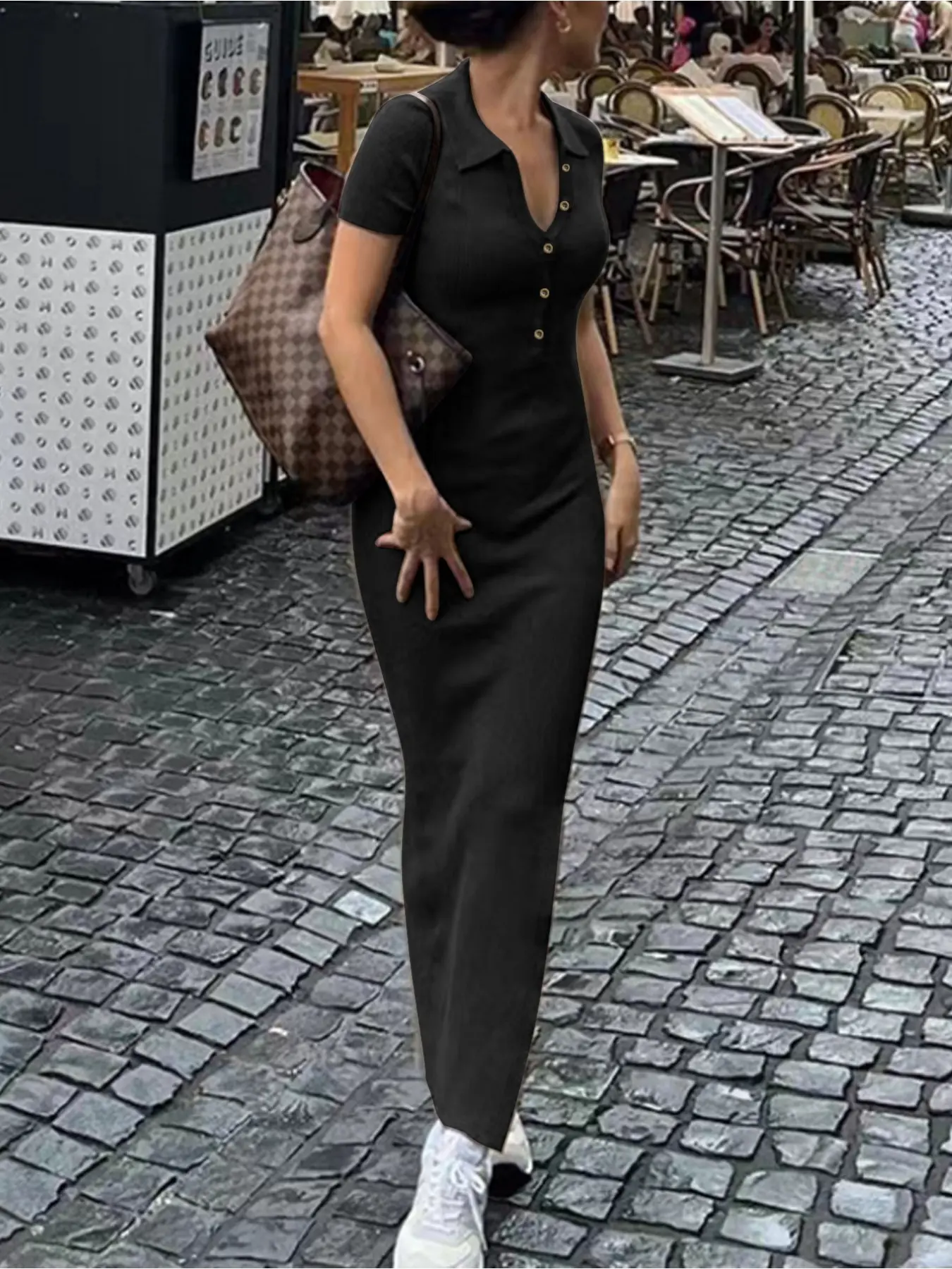 bodycon maxi dress short sleeve Valcatch Women's Summer Casual Long Dress Elegant Short Sleeve Crew Neck Bodycon  Maxi Dresses