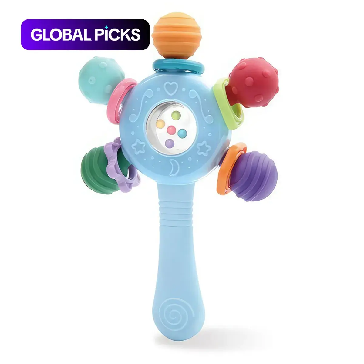 Baby Teether Rattle Toy, Baby Teething and Sensory Play Toy for Early Education and Motor Skills Training, Teething Stick, Birthday Gift for Boys and Girls #GLOBAL PICKS