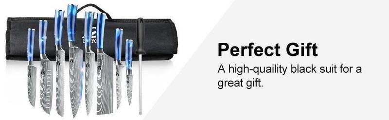 8PCS Kitchen Knives Set Stainless Steel Japanese Damascus Pattern Chef Knife,  Kitchen Knife Set Damascus Pattern Chef Japanese Stainless Steel Cleaver Knives, Professional Chef Tool