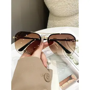 Unisex Vintage Metal Frame Aviator Sunglasses, Trendy Casual Sunglasses for Everyday Use, Fashion Accessories for Outdoor Activities, Aviator Shades