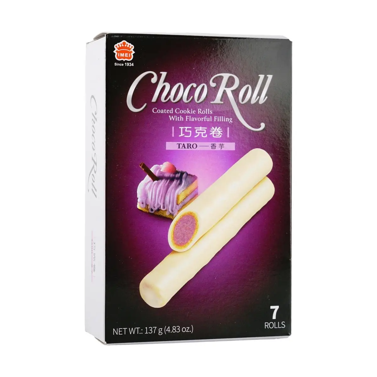 IMEI Taiwan Taro Chocolate Wafer Rolls 137g - Crispy Snack for Tea Time