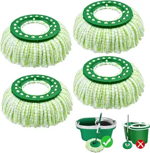 Tornado Spin Mop Head Compatible with Libman  Spin Mop System, Machine Washable & Reusable for Libman Mop Head Replacement Refill for Libman Tornado Mop Head (4 Pack Green & White)