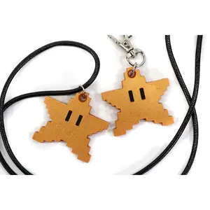 8-Bit Power Star Glow in the Dark Keychain / Necklace - Super Mario Bros