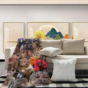 Funny Monkey Face Blanket, Soft Flannel Throw for Home Decor & Camping, Unique Gift for Animal Lovers, Warm & Durable Design  Christmas gift Dream Weave Home