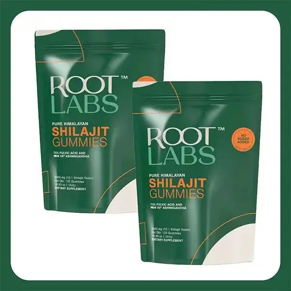 Pure Himalayan Shilajit Gummies by ROOT LABS | Organic Shilajit Resin with KSM-66 Ashwagandha, Fulvic Acid, Sugar Free Support Energy & Immune, 120 Count