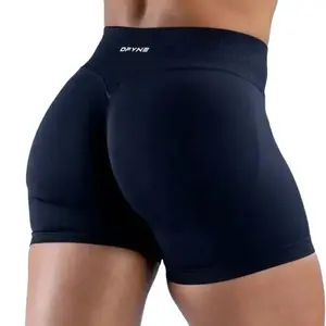 DFYNE Women's Sculpting Workout Shorts Compression Fit Stretchy High Waisted Ribbed Band Fitness Running Training Gym Bottoms Soft Material