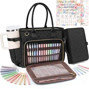 Large Bible Bag with Bible Cover Case for Women, Quilted Church Tote Bag Carrying Case w/Shoulder Strap, Journaling Kit Bible Accessories Christmas Christian Gifts for Women