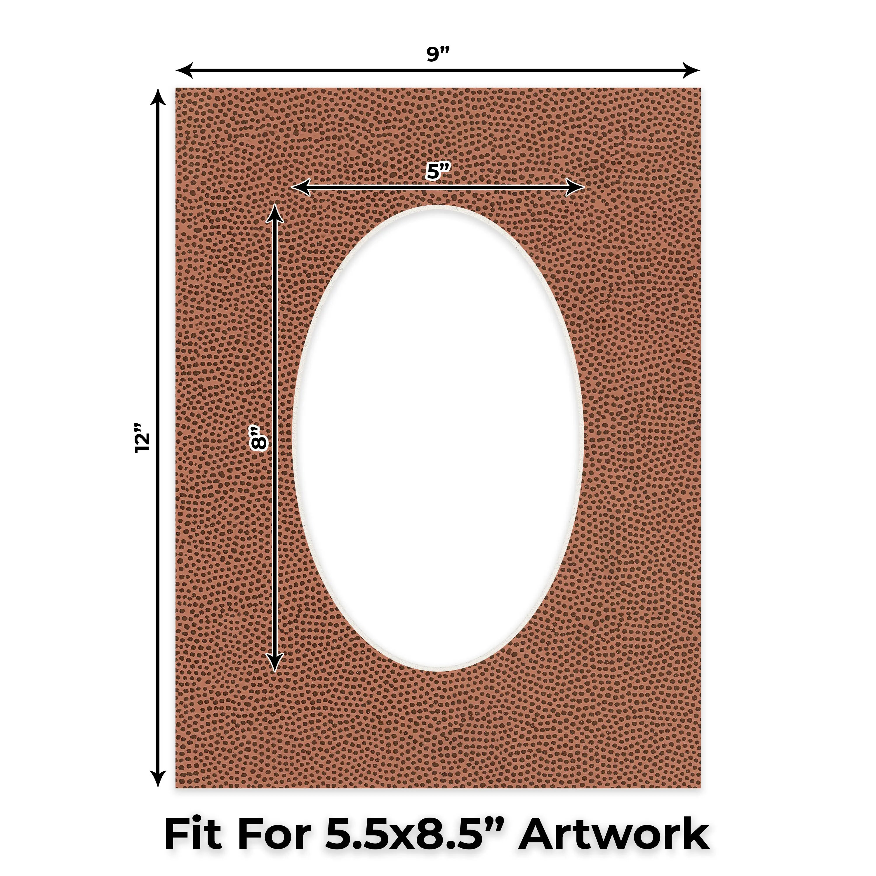 Football Texture Mat Board for 9x12 Frames - Oval Opening for 5.5x8.5 Photos