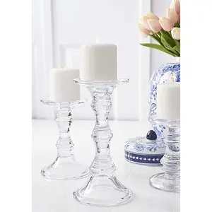 Set of 3 Short Glass Candleholders Prop
