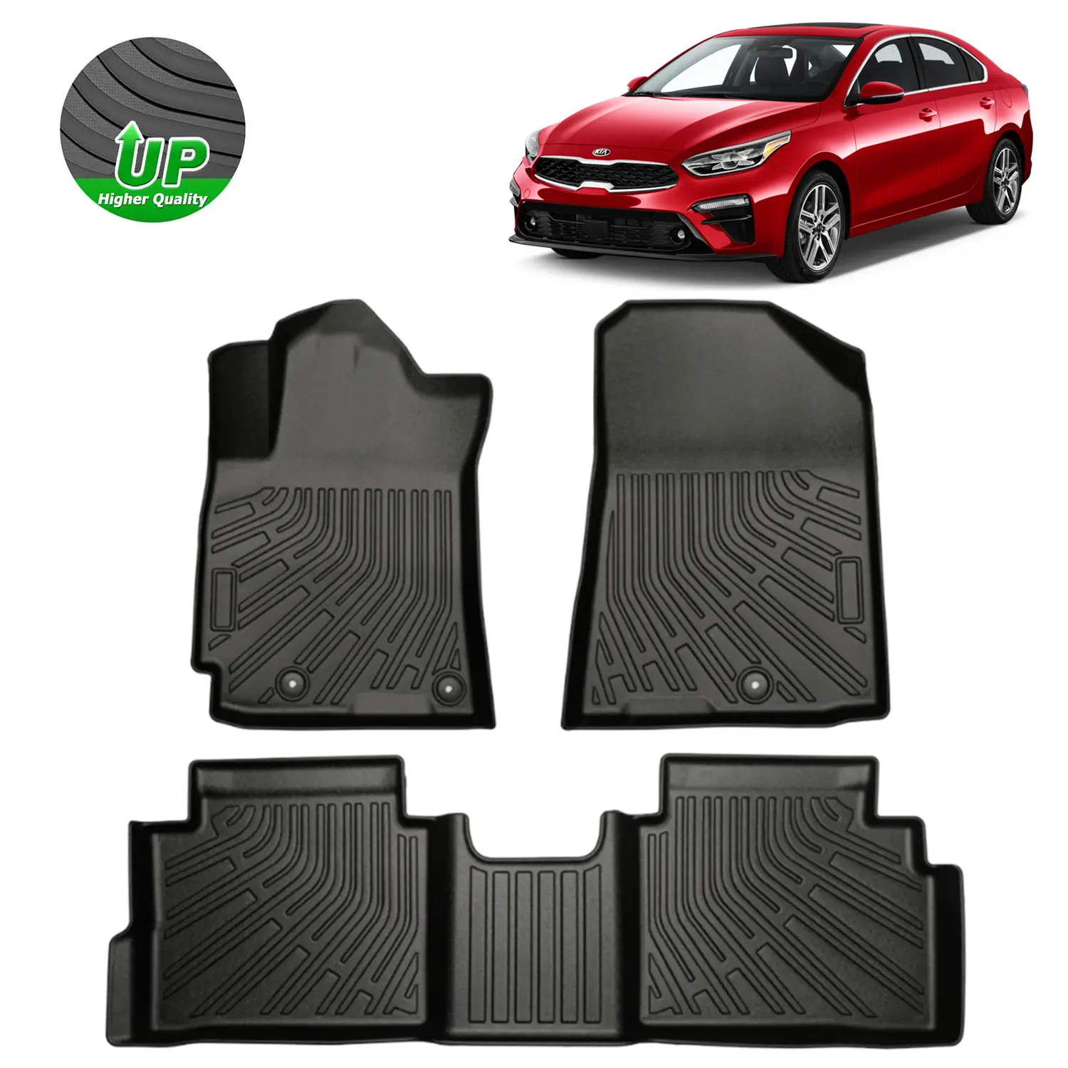 1st & 2nd Row TPE Floor Mats for Kia Forte 2019-2024 Custom Fit All Weather Waterproof Heavy Duty Odorless Protection Liners
